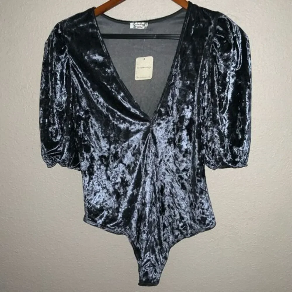 Free People Don’t You Wish Velvet Bodysuit size S